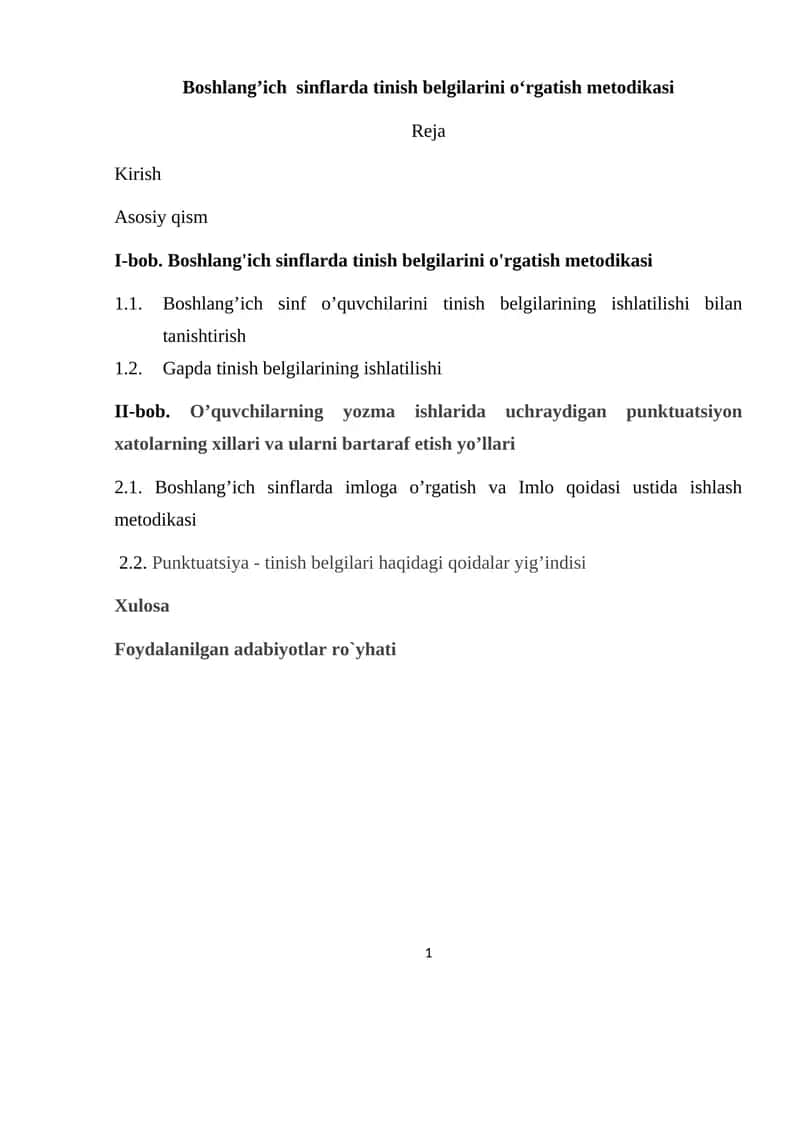 Boshlang’ich sinflarda tinish belgilarini o‘rgatish metodikasi
