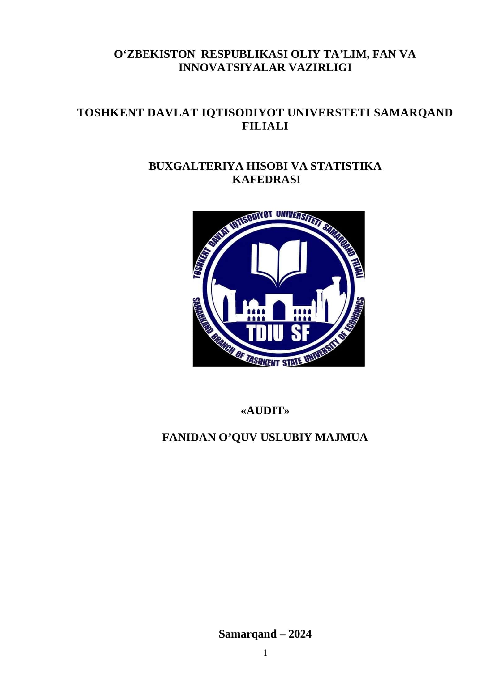 AUDIT FANIDAN MA’RUZA MATNLARI