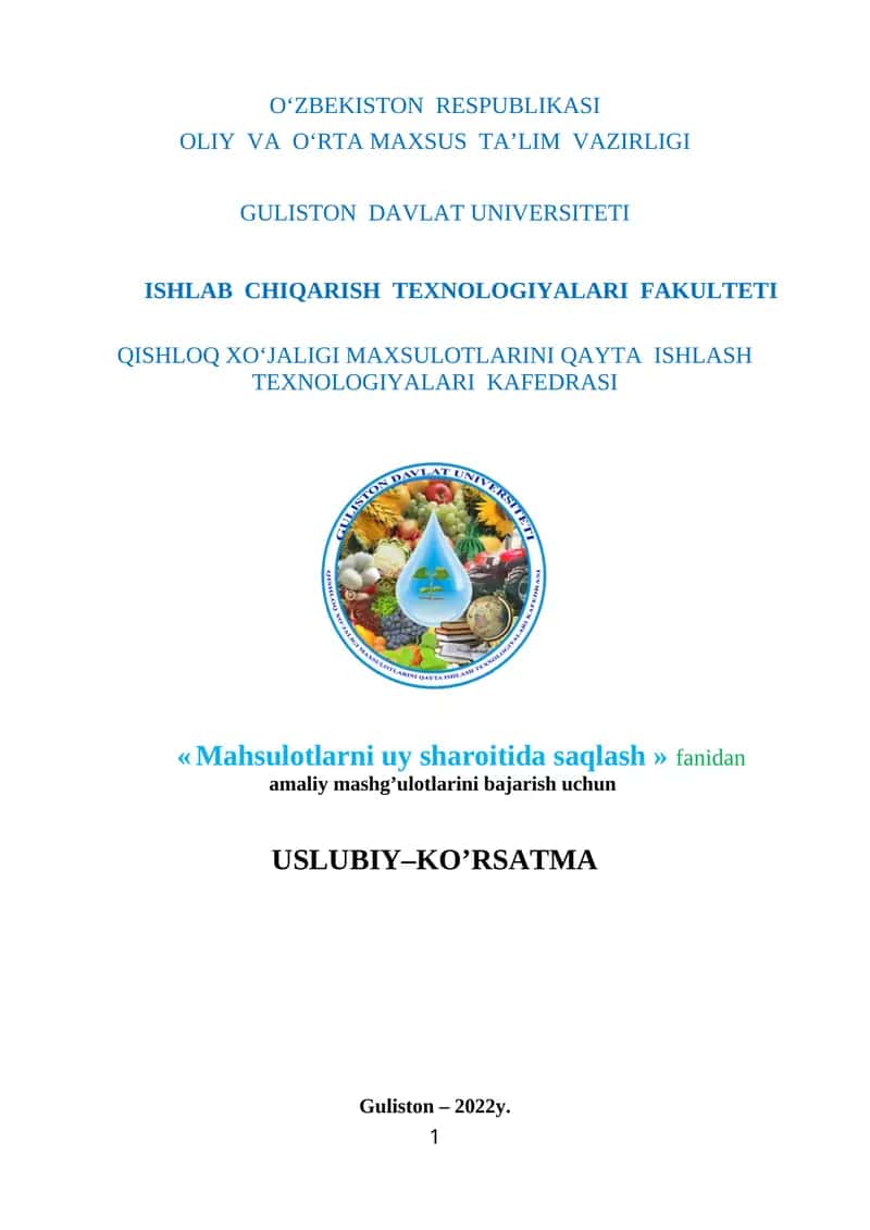 Mahsulotlarni uy sharoitida saqlash