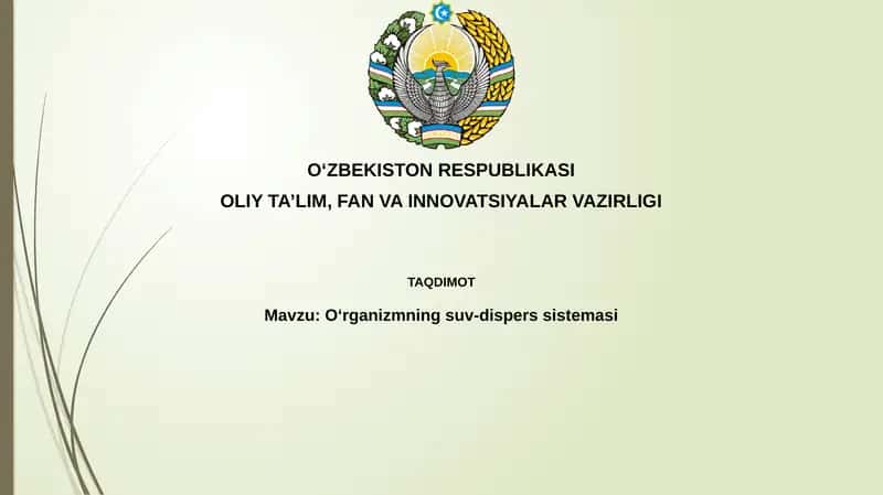 Oʻrganizmningsuv-disperssistemasi