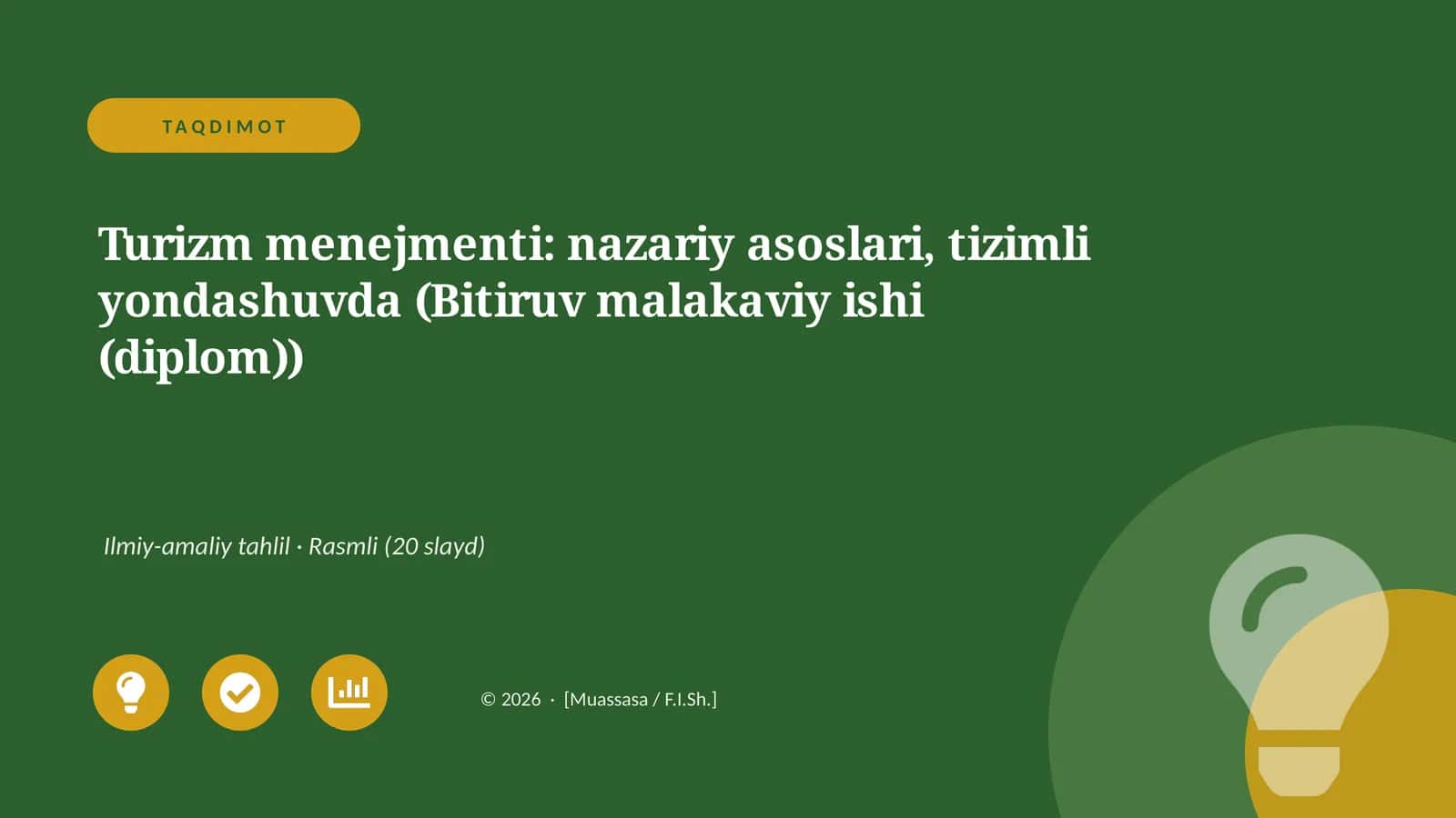 Turizm menejmenti: nazariy asoslari, tizimli yondashuvda (Bitiruv malakaviy ishi (diplom))