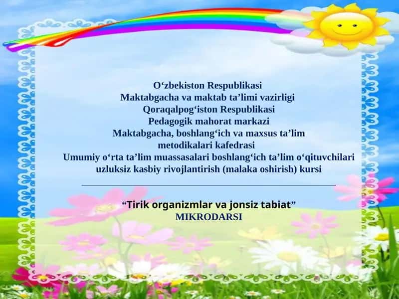 Tirik organizmlar va jonsiz tabiat