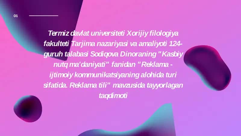 Reklama tili slayd