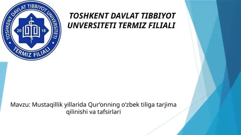 Mustaqillik yillarida Qur’onning o‘zbek tiliga tarjima qilinishi va tafsirlari