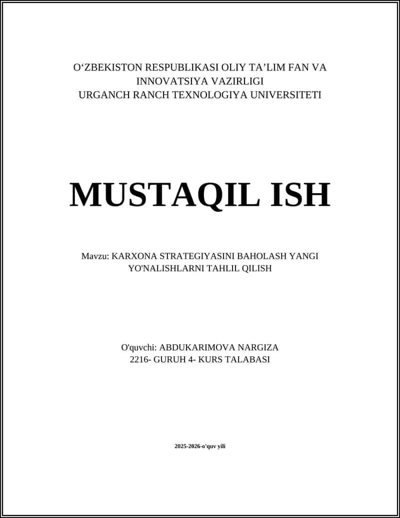Korporativ strategiyani baholash metodologiyalari
