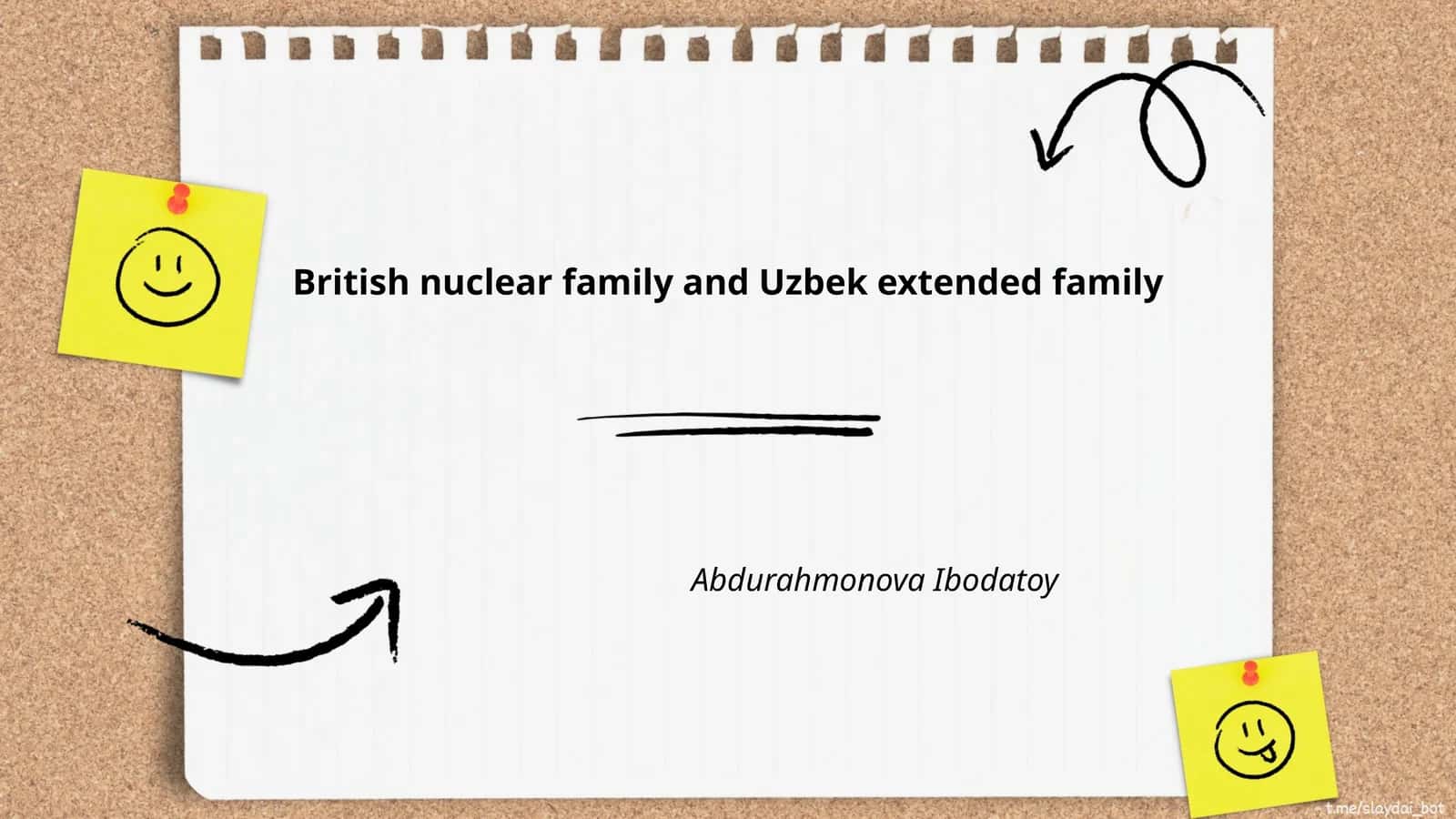 British nuclear family and Uzbek extended family