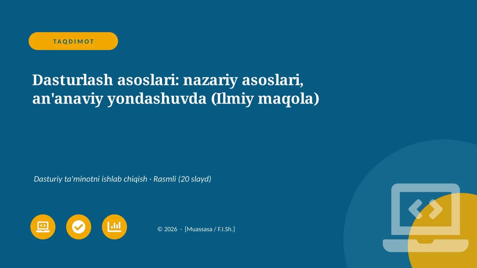 Dasturlash asoslari: nazariy asoslari, an'anaviy yondashuvda