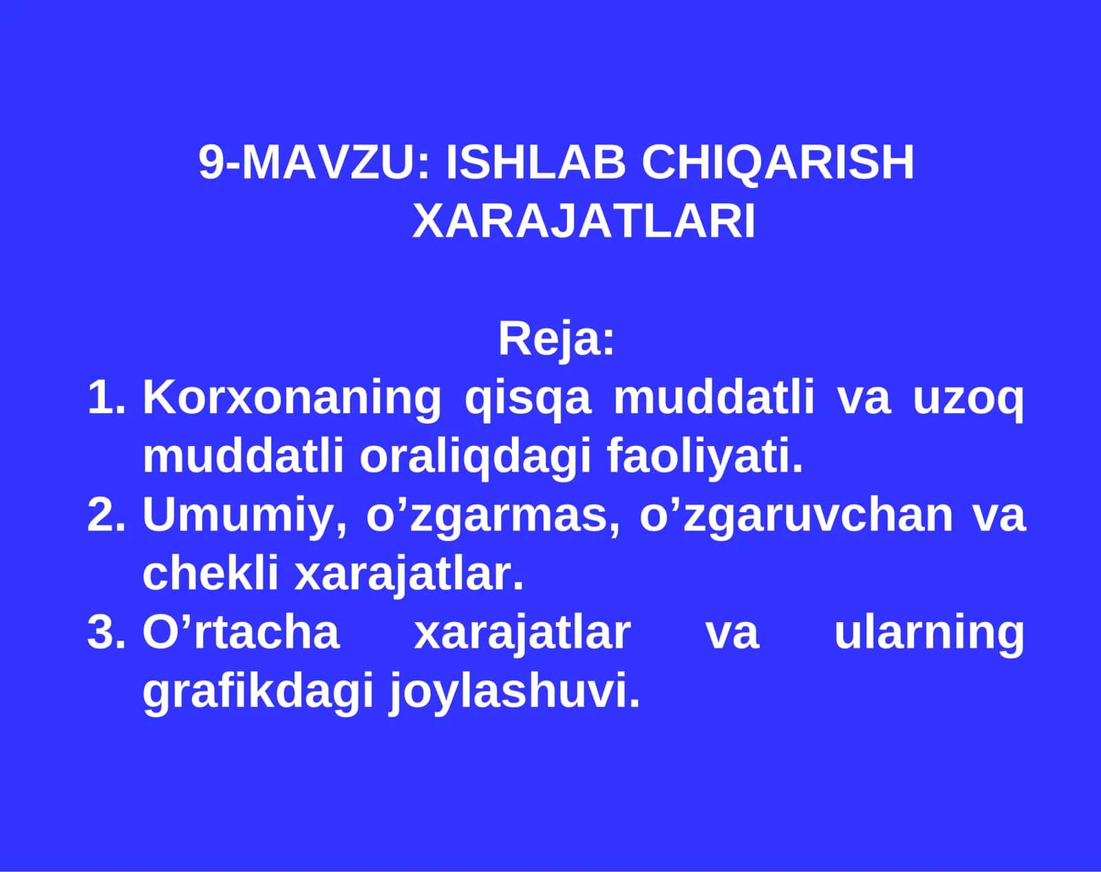 ISHLABCHIQARISH XARAJATLARI