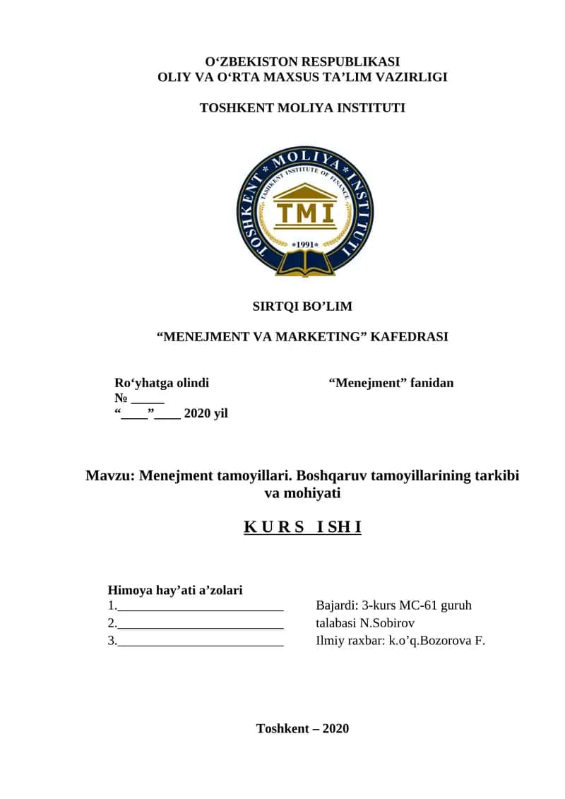Menejment tamoyillari. Boshqaruv tamoyillarining tarkibi va mohiyati