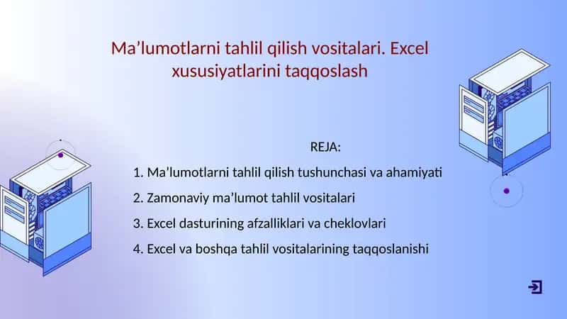 Ma’lumotlarni tahlil qilish vositalari. Excel xususiyatlarini taqqoslash