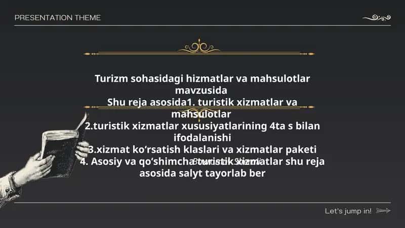 Turistik xizmatlar va mahsulotlar