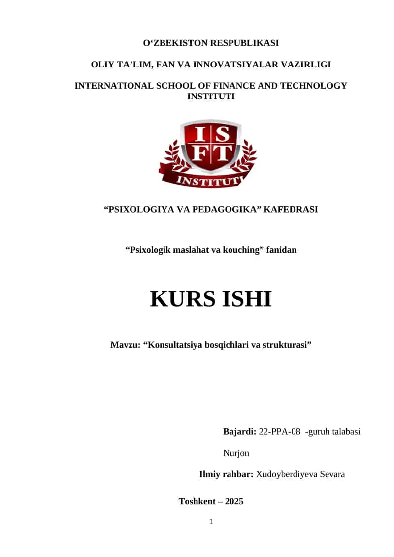 Konsultatsiya bosqichlari va strukturasi.