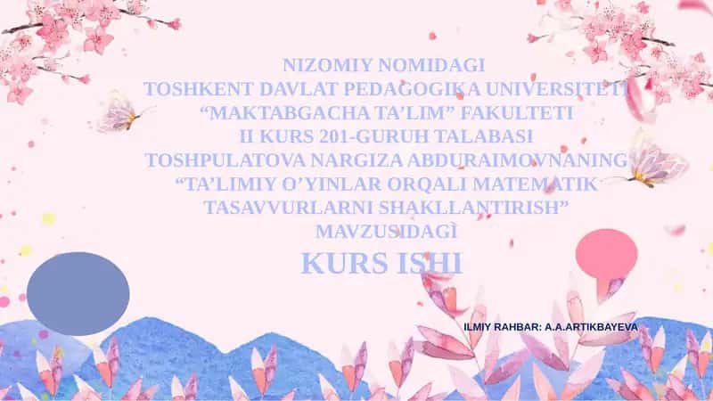 TA’LIMIY O’YINLAR ORQALI MATEMATIK TASAVVURLARNI SHAKLLANTIRISH