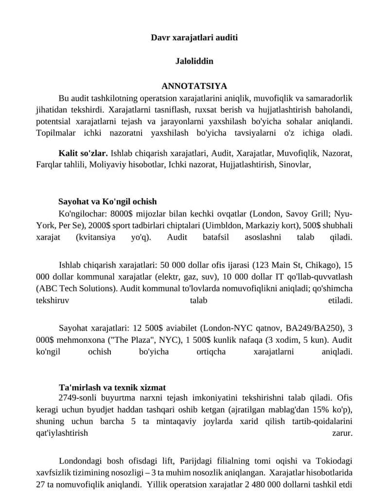 Davr xarajatlari auditi