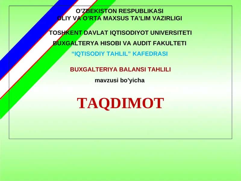 Buxgaleriya balansi tahlili