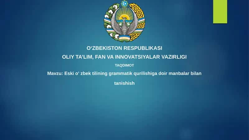 Eski o'zbek tilining grammatik qurilishi