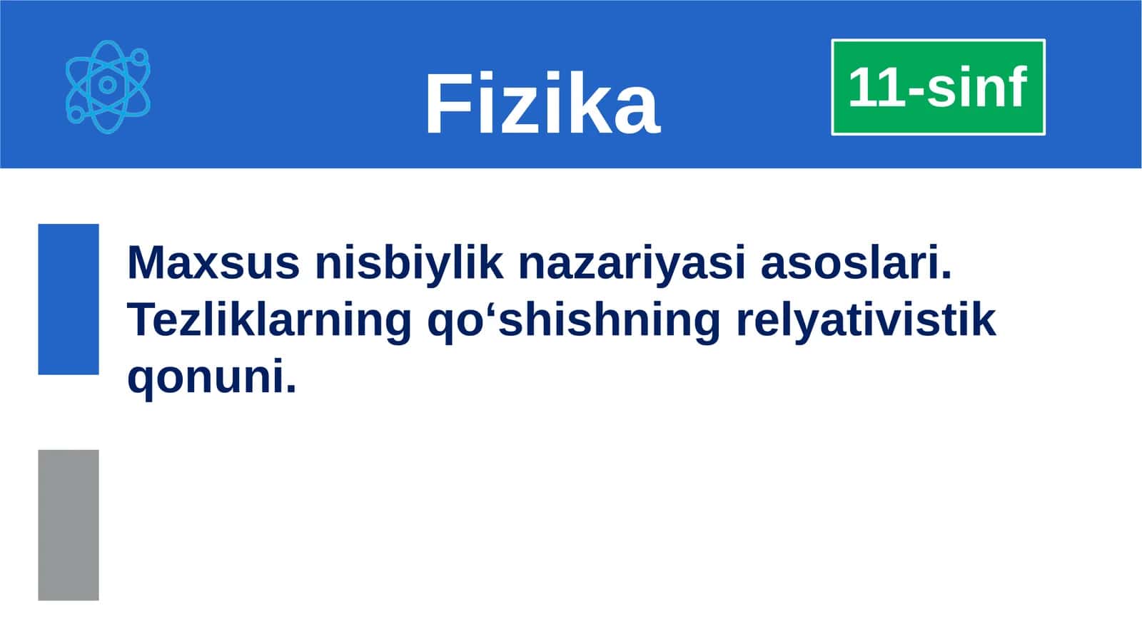 Maxsusnisbiylik nazariyasi asoslari