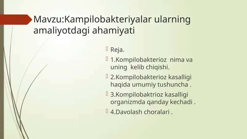 Kampilobakteriyalar ularning amaliyotdagi ahamiyati