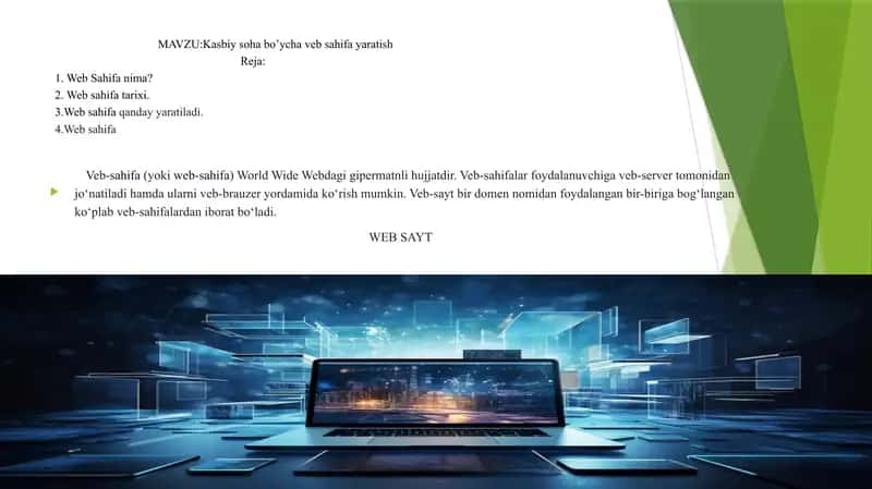 Kasbiy soha bo’ycha veb sahifa yaratish
