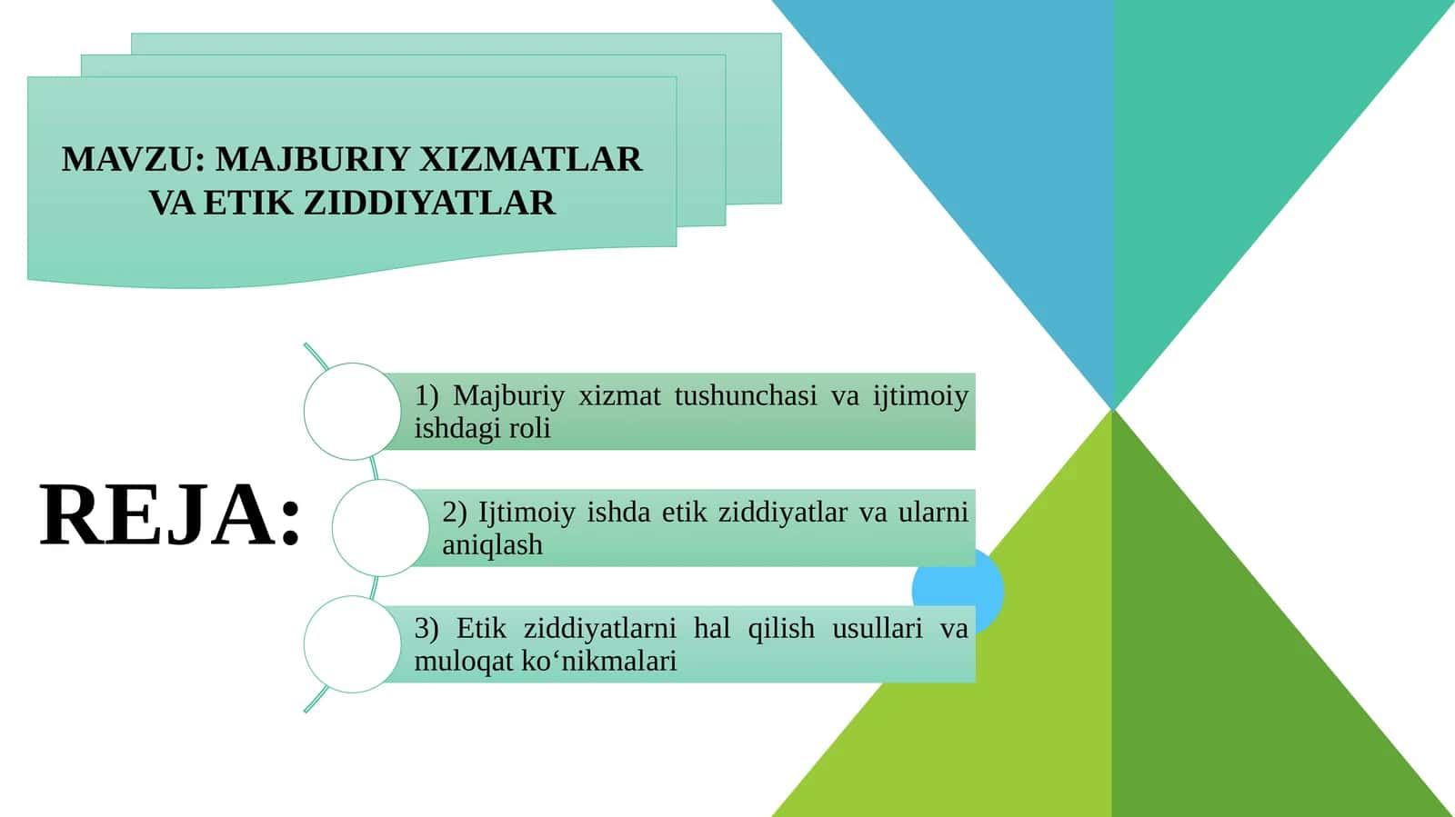 MAJBURIY XIZMATLAR VA ETIK ZIDDIYATLAR