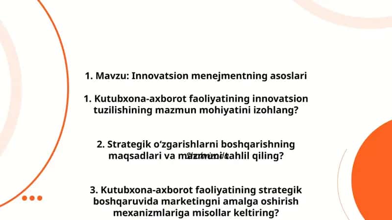 Innovatsion menejmentning asoslari