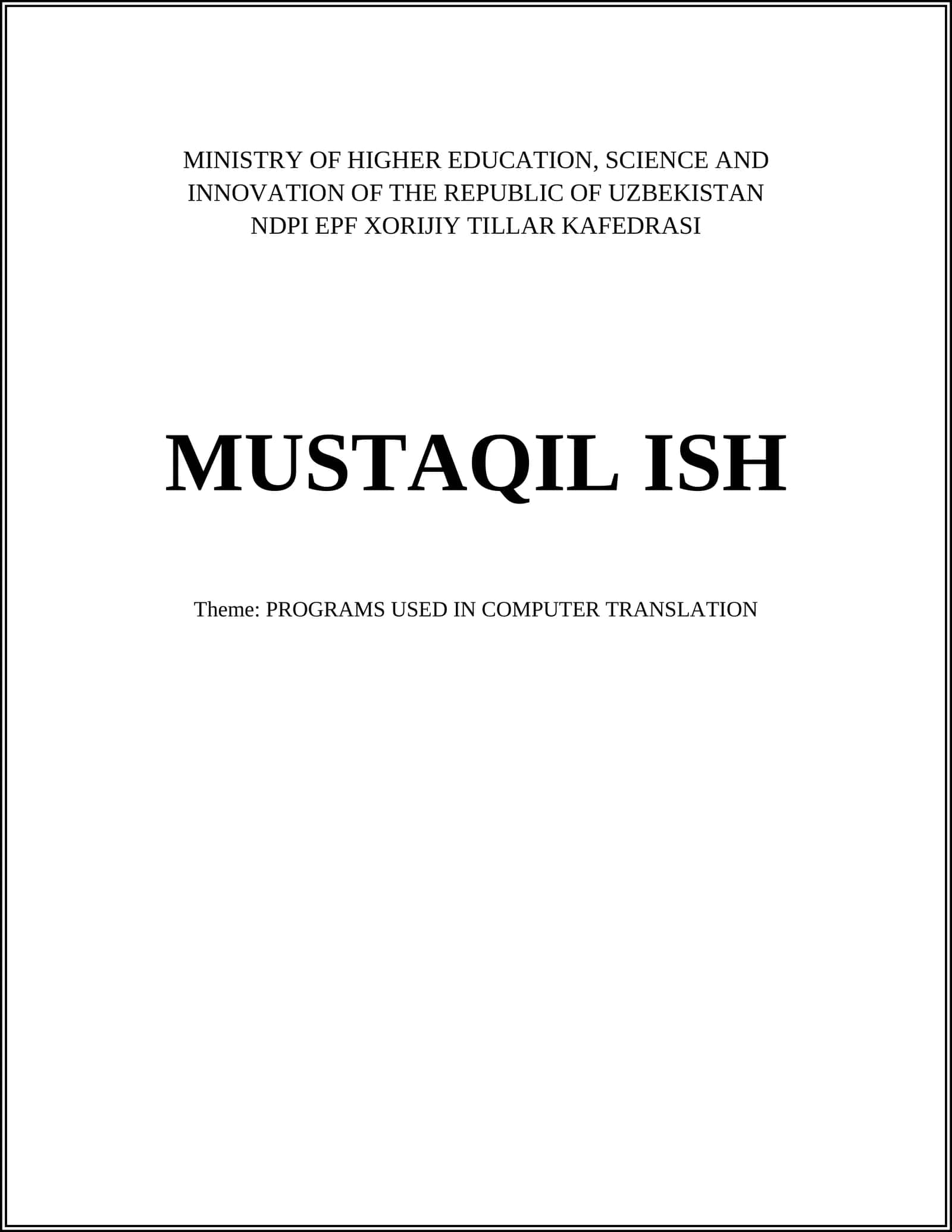 PROGRAMS USED IN COMPUTER TRANSLATION