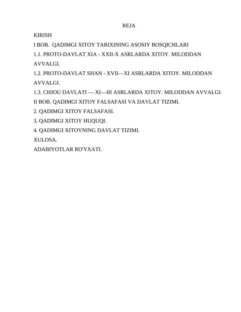 QADIMGI XITOY TARIXINING ASOSIY BOSQICHLARI