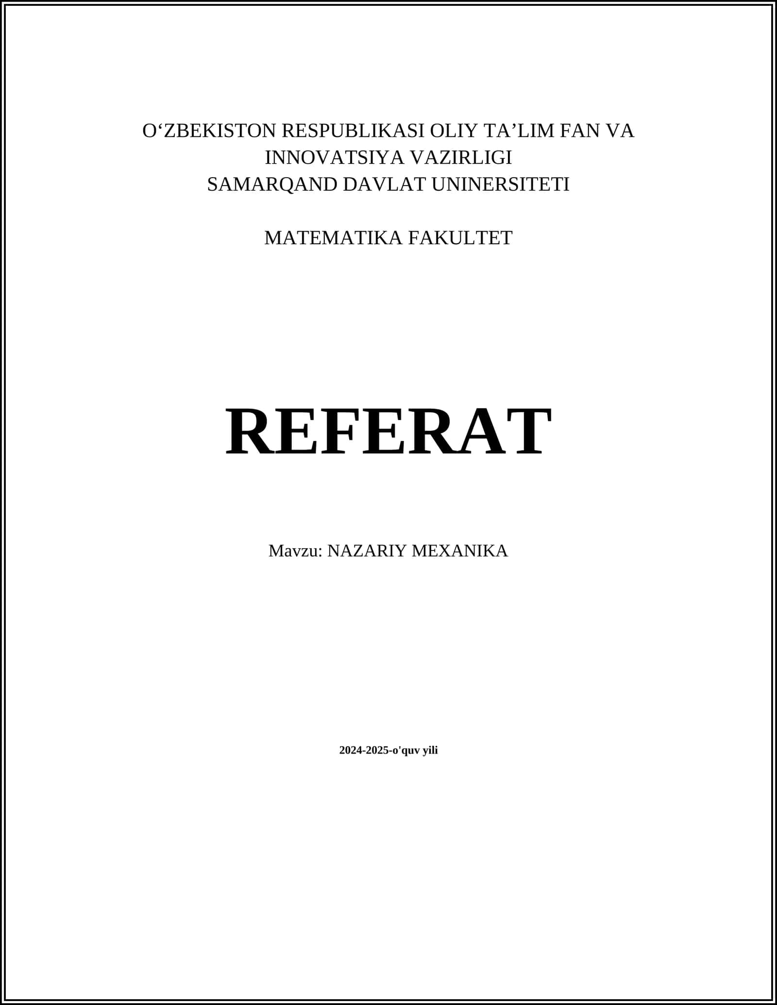 NAZARIY MEXANIKA