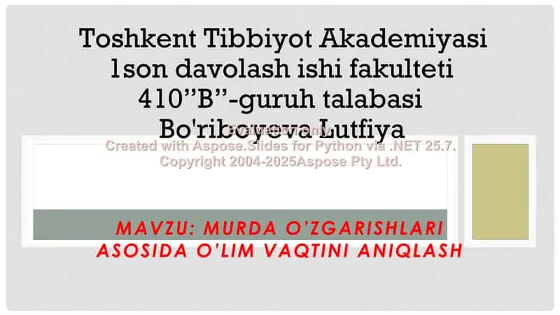 O'lim vaqtini aniqlash