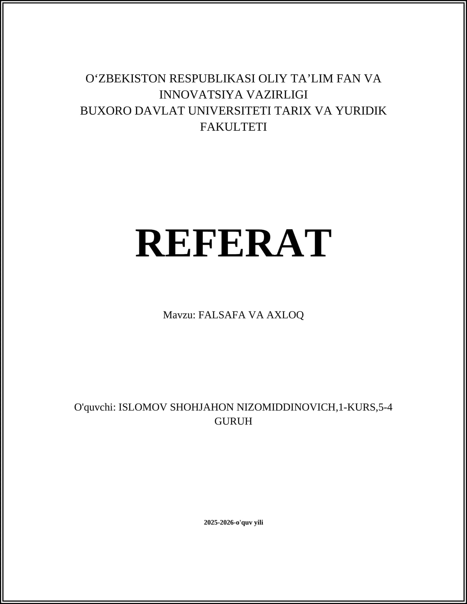 FALSAFA VA AXLOQ