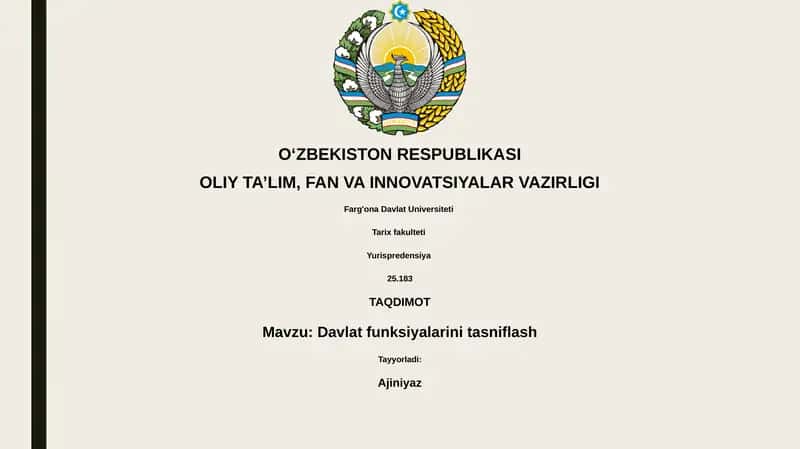 Davlat funksiyalarini tasniflash