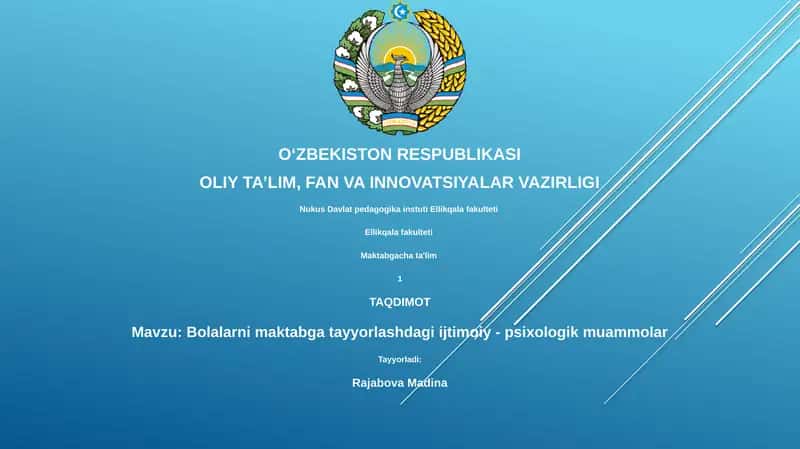 Bolalarni maktabga tayyorlashdagi ijtimoiy - psixologik muammolar