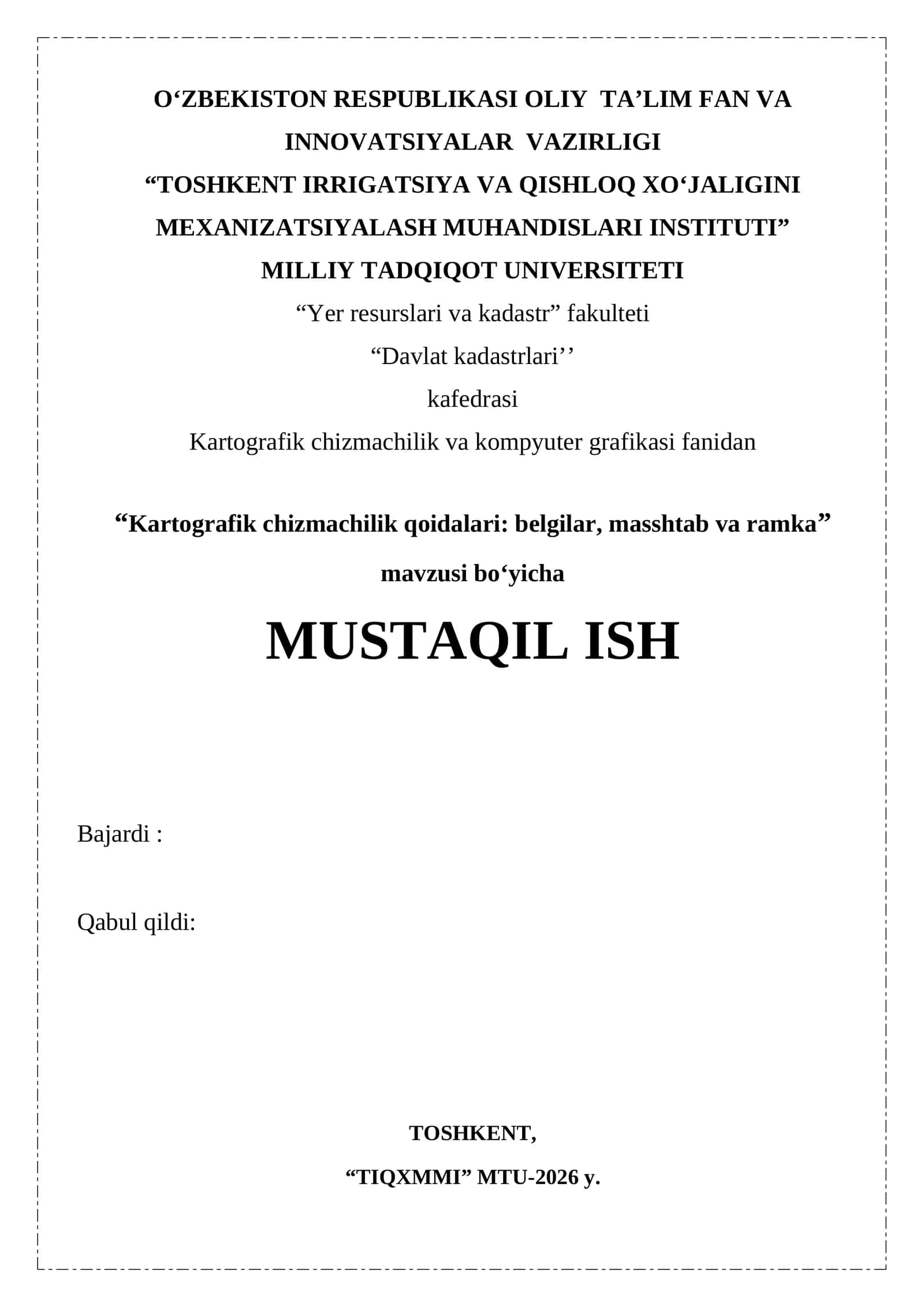Kartografik chizmachilik qoidalari belgilar, masshtab va ramka