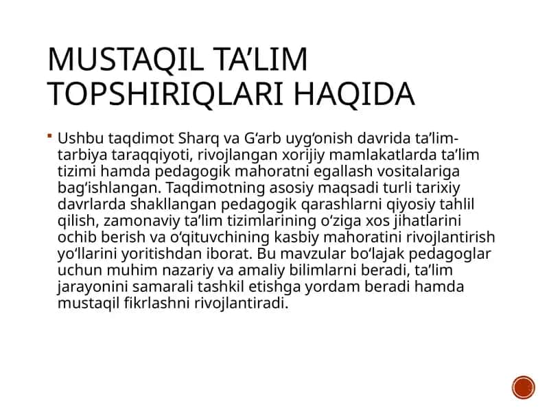 Mustaqilta’limtopshiriqlarihaqida