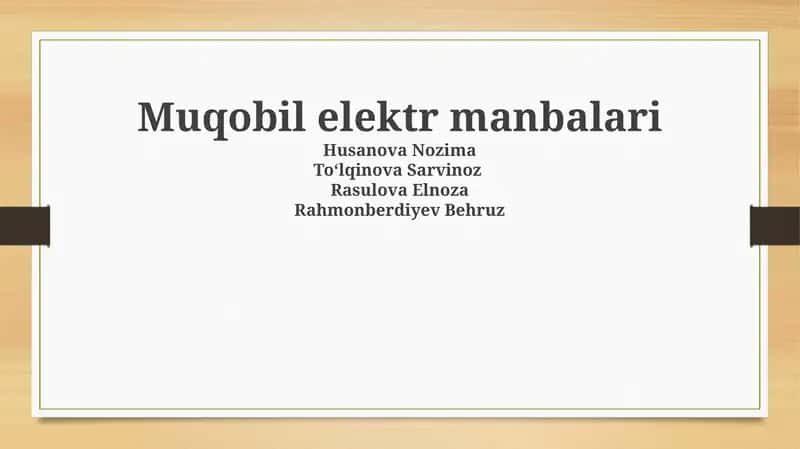 Muqobil elektr manbalari