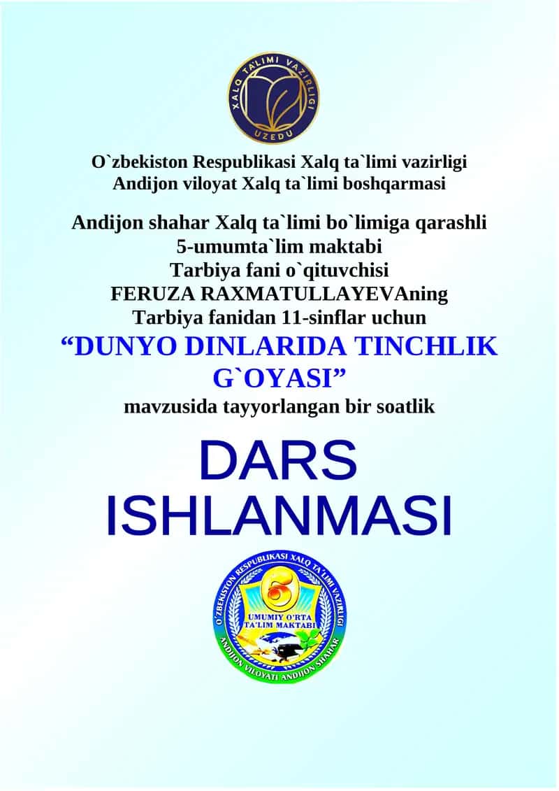 DUNYO DINLARIDA TINCHLIK G`OYASI