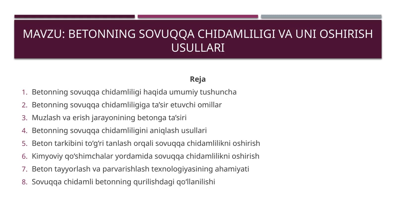Betonning sovuqqa chidamliligi va uni oshirish usullari