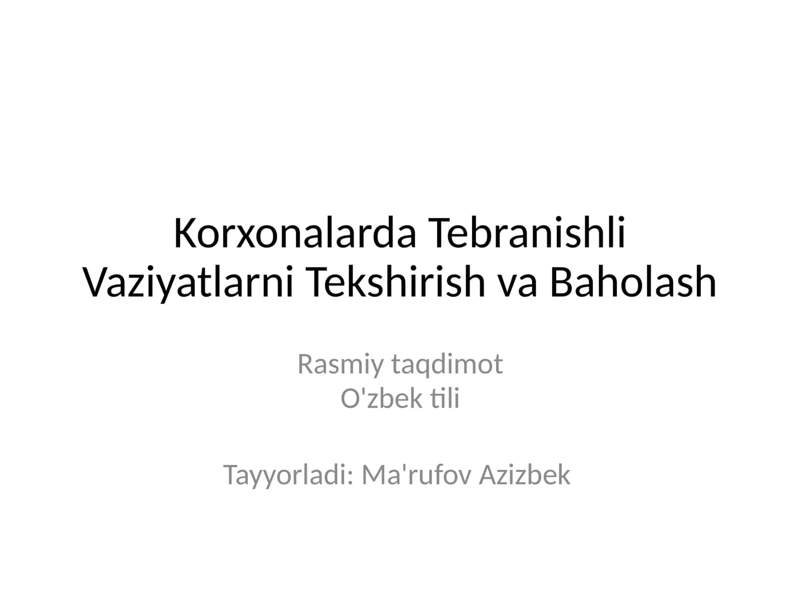 Korxonalarda Tebranishli Vaziyatlarni Tekshirish va Baholash