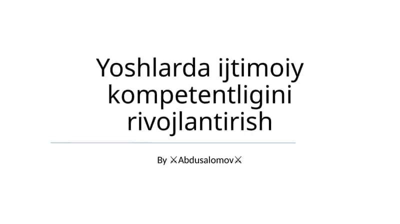 Ijtimoiy kompetentligini rivojlantirish