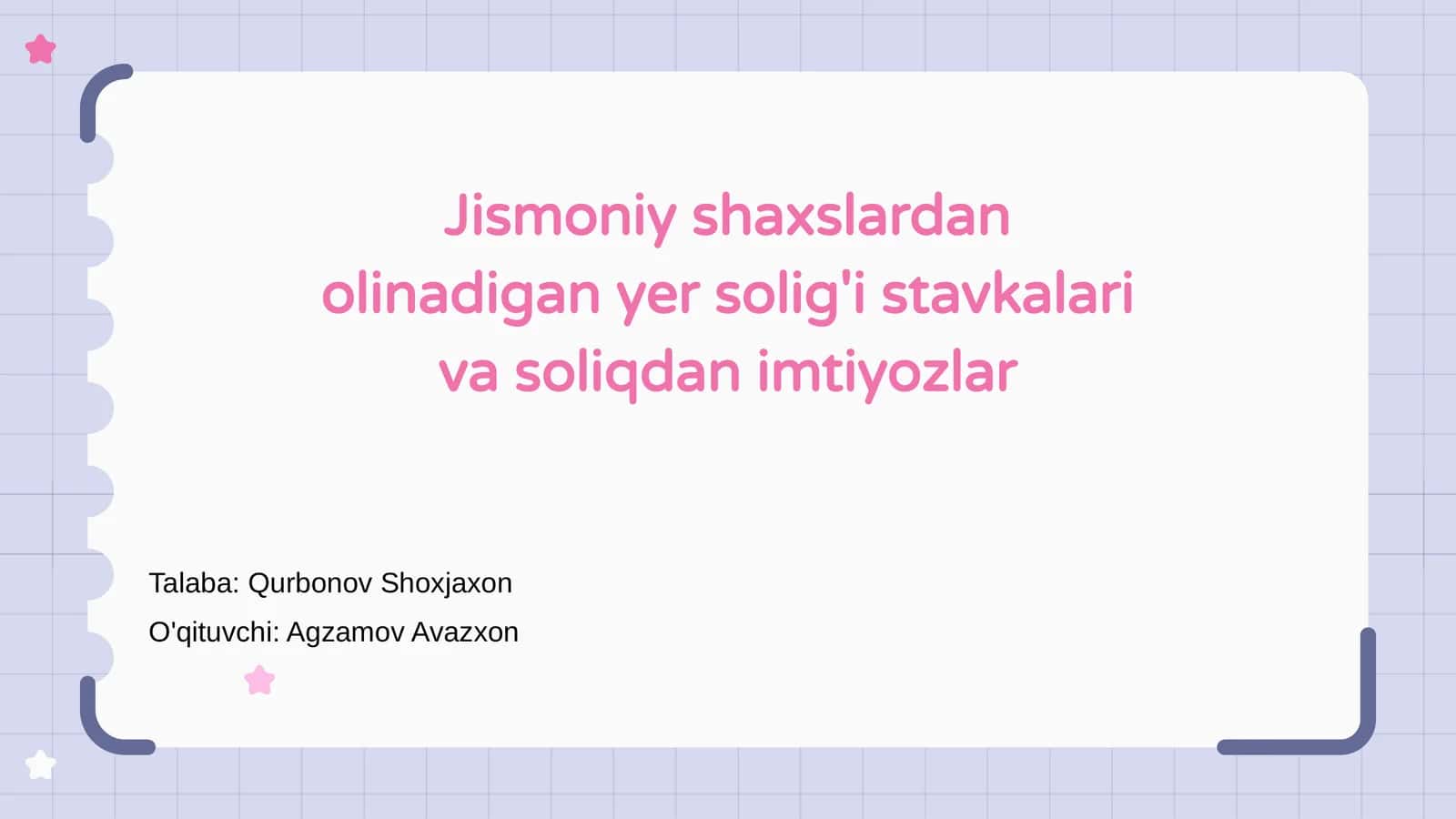 Yer soligʻi stavkalari va soliqdan imtiyozlar