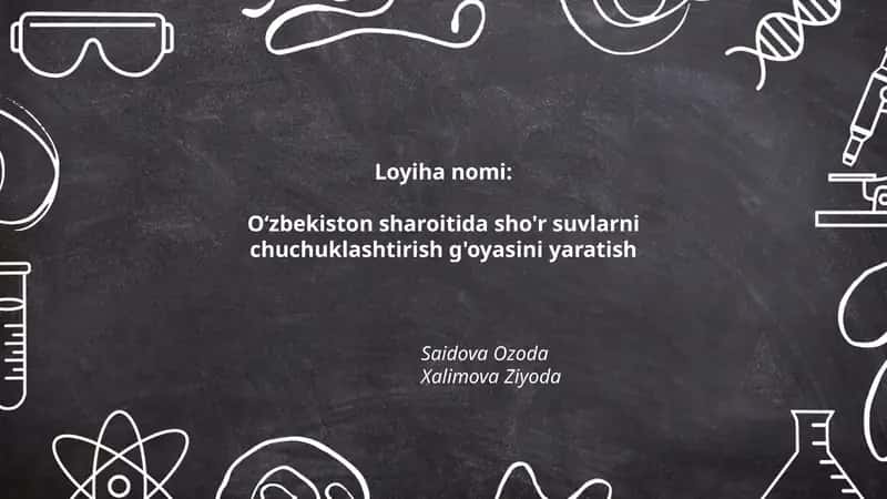 Sho'r suvlarni chuchuklashtirish g'oyasi