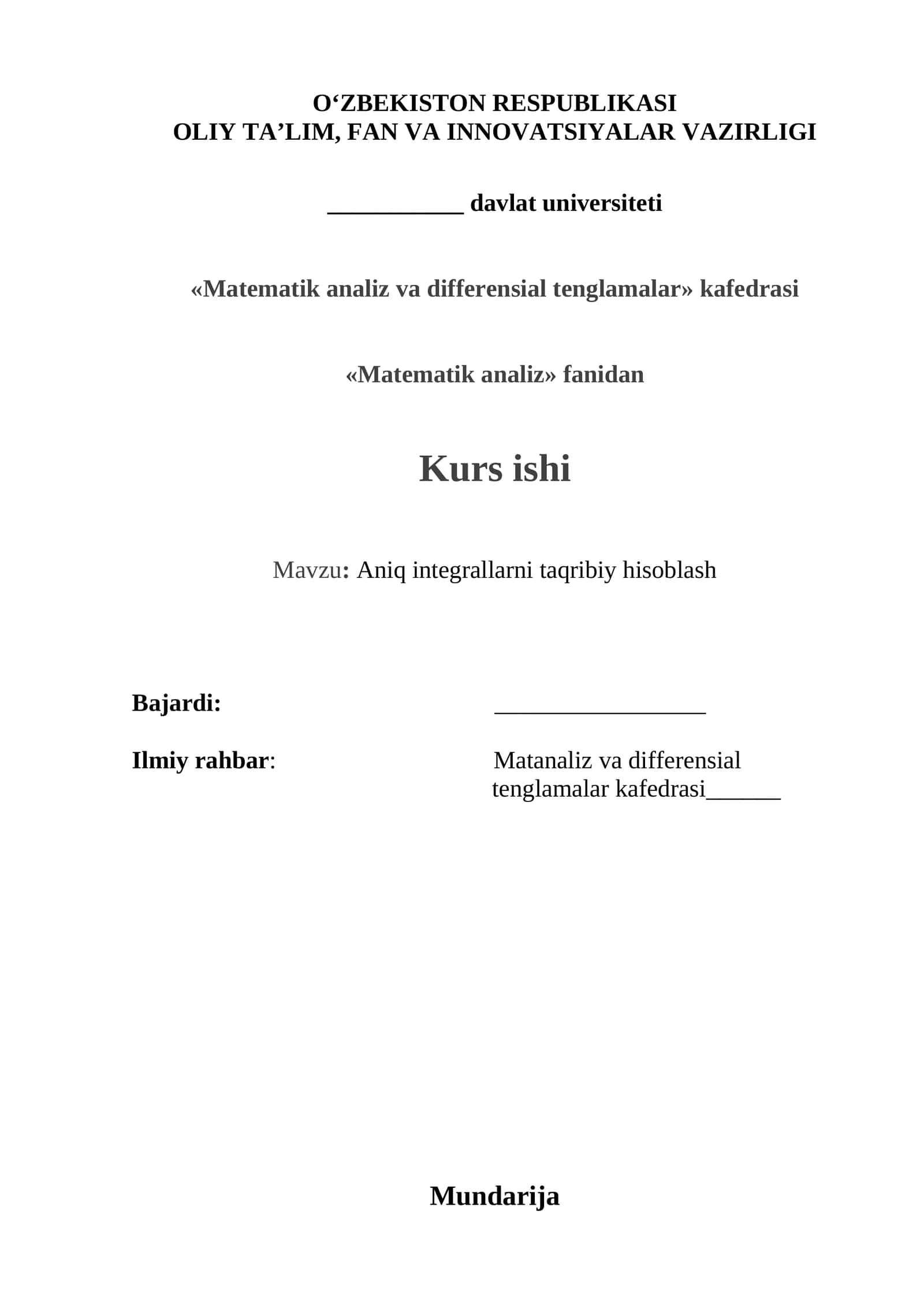 Aniq integrallarni taqribiy hisoblash