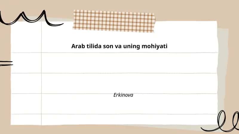 Arab tilida son va uning mohiyati