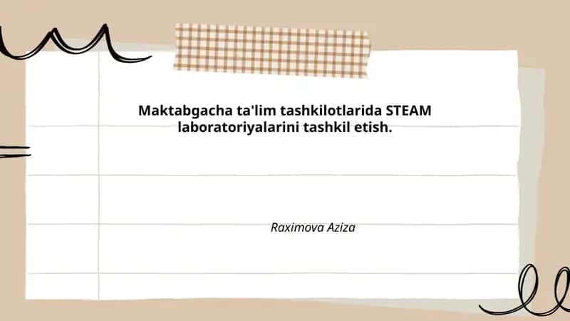 STEAM laboratoriyalarini tashkil etish