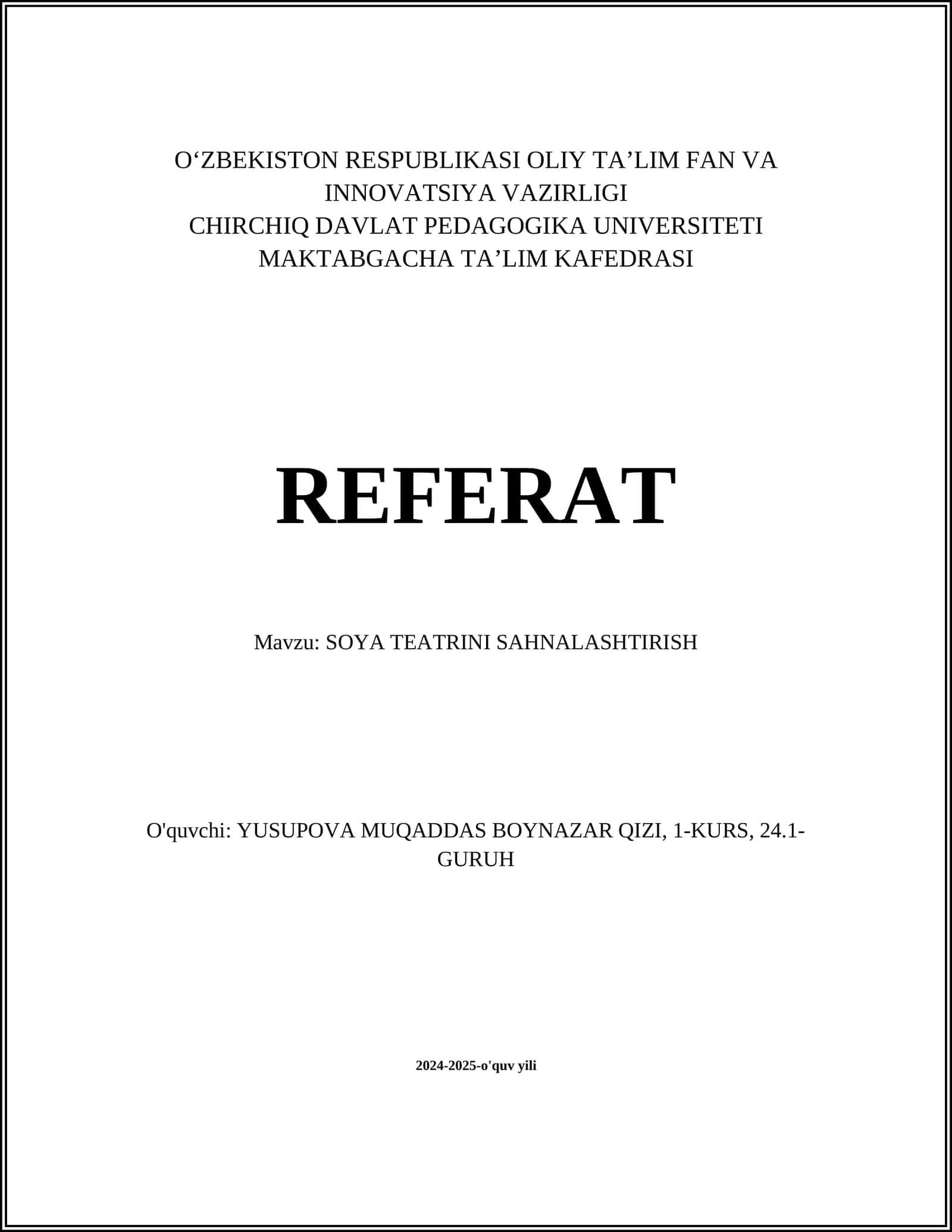 Soya teatrini sahnalashtirish