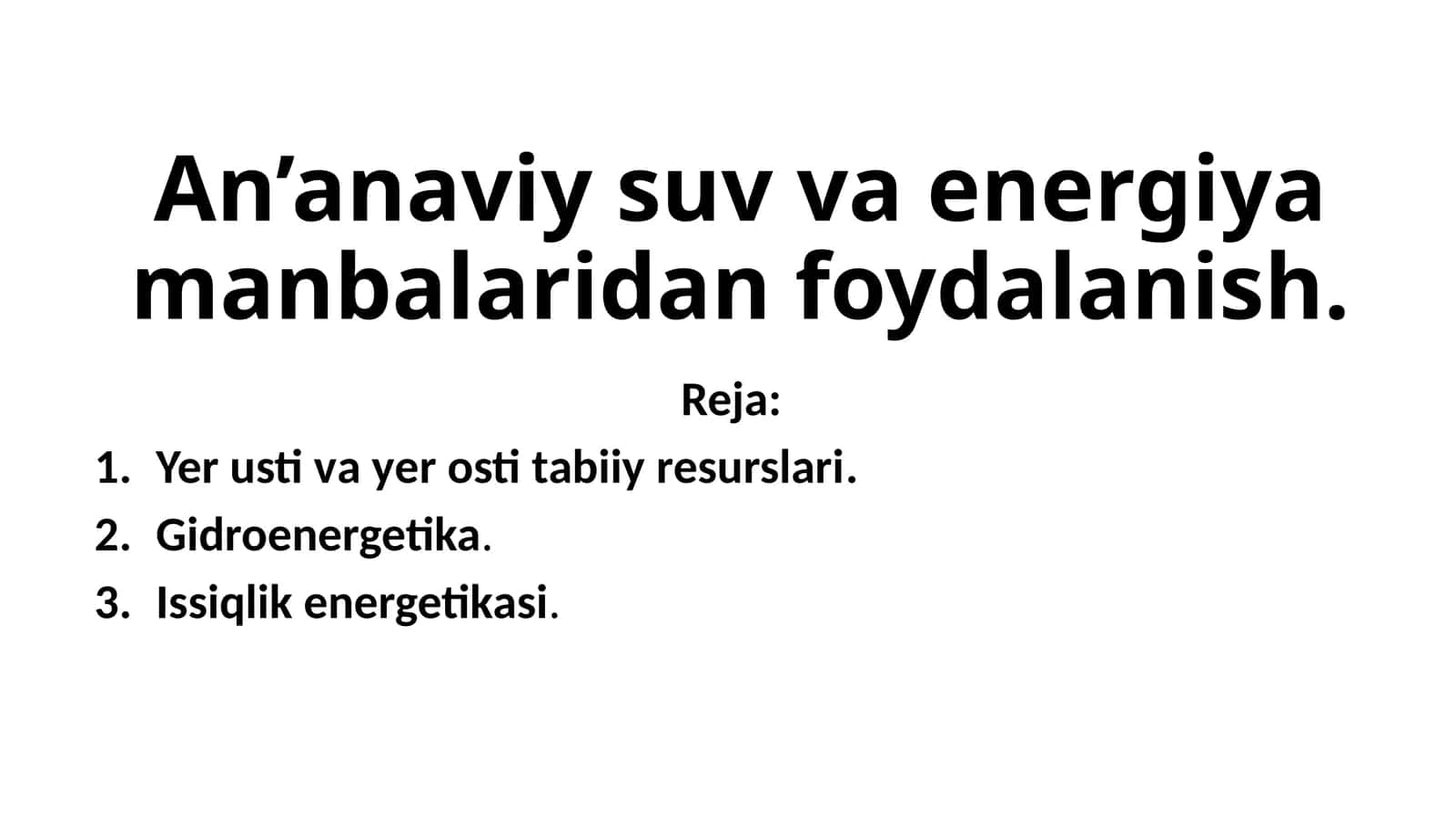Yer usti va yer osti tabiiy resurslari
