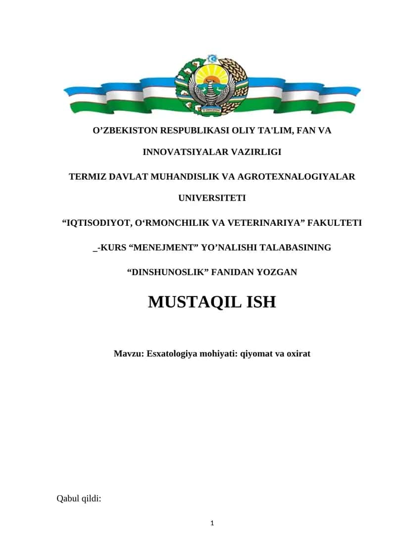 Esxatologiya mohiyati: qiyomat va oxirat