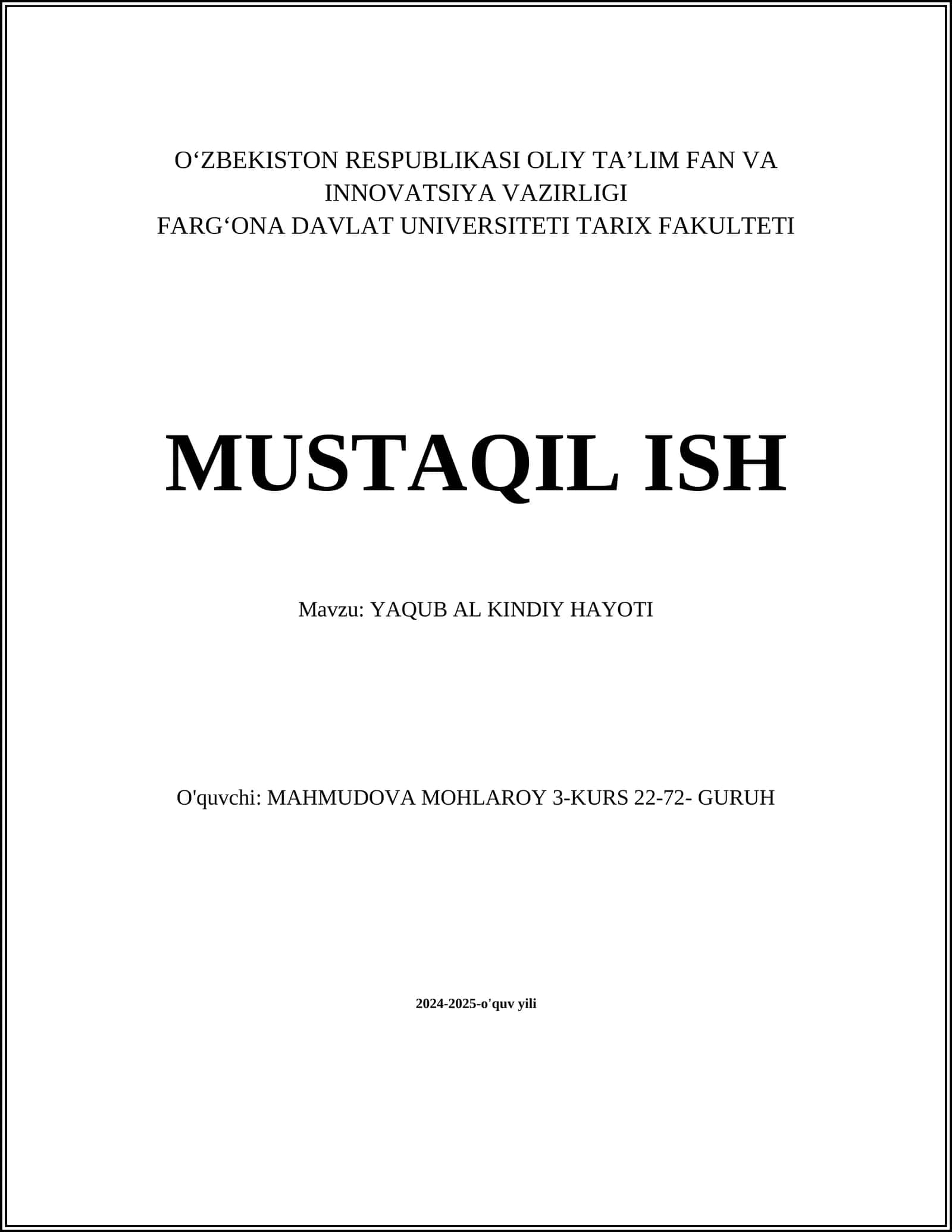 YAQUB AL KINDIY HAYOTI