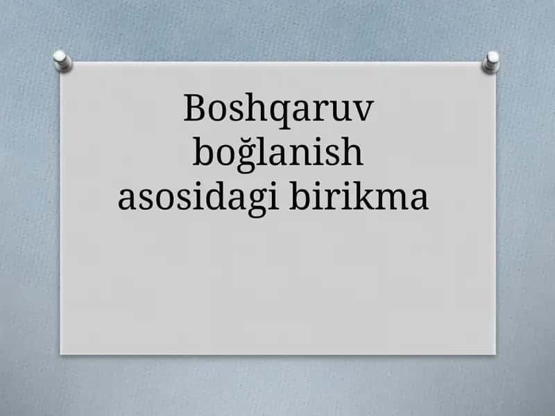 Boshqaruv boğlanish asosidagi birikma