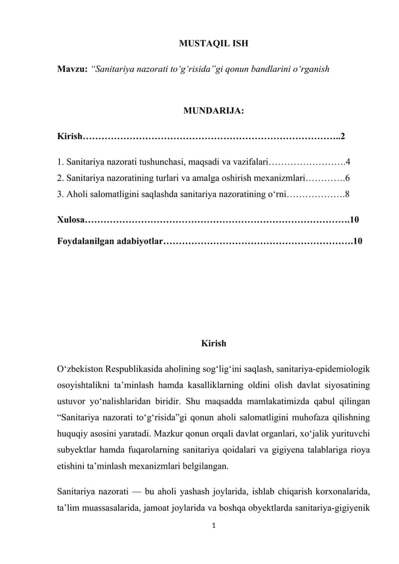 Sanitariya nazorati to‘g‘risida